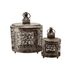 Lanterner i antik brun/guld mnstret i 2 strrelser